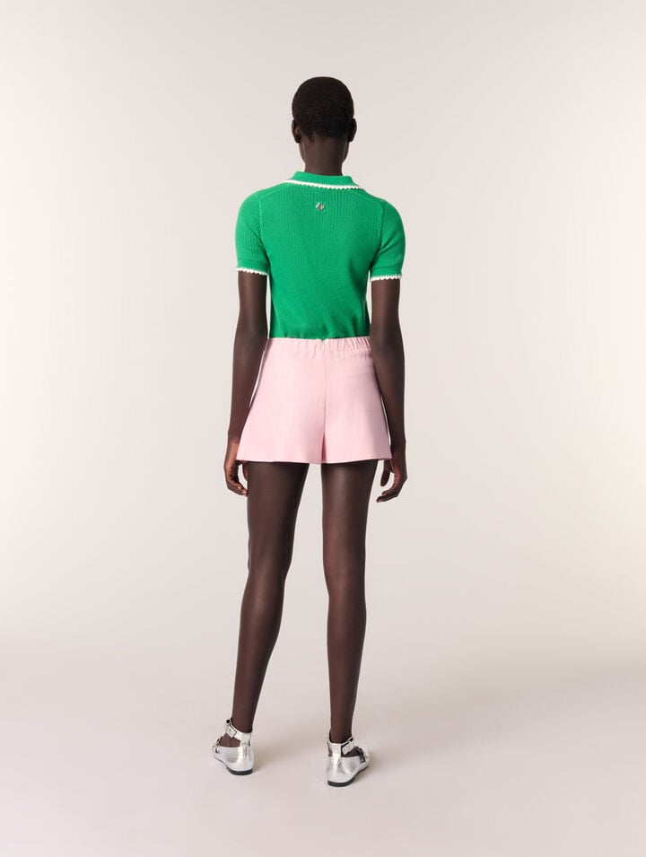 Polo en maille pointelle et crochet