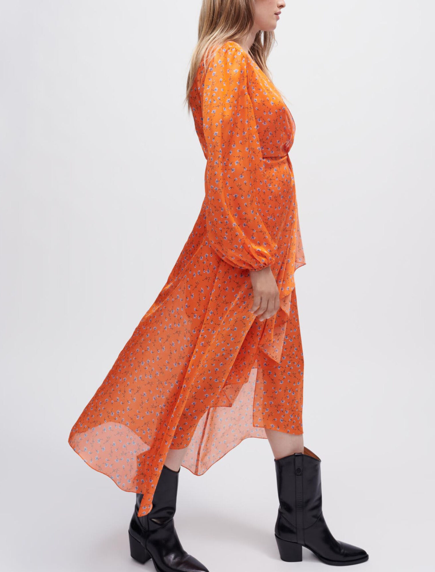 Robe en satin imprimé fleuri
