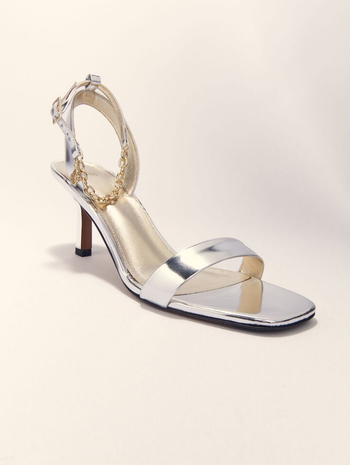 Sandales à talon en cuir miroir