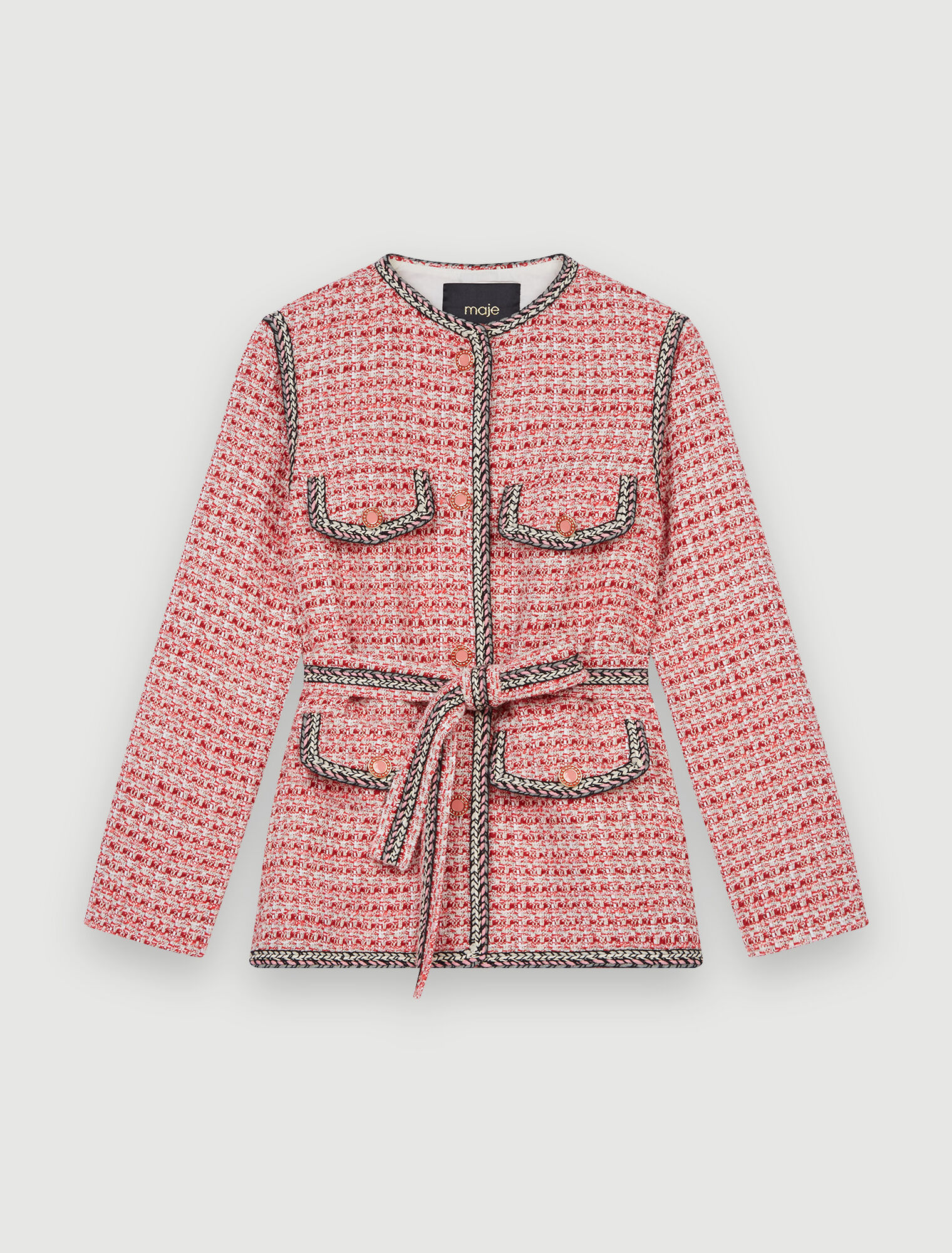 Veste en tweed à galons éthniques