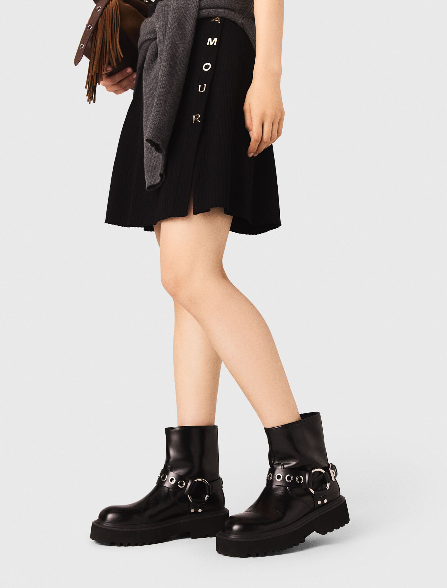 Bottine biker en cuir