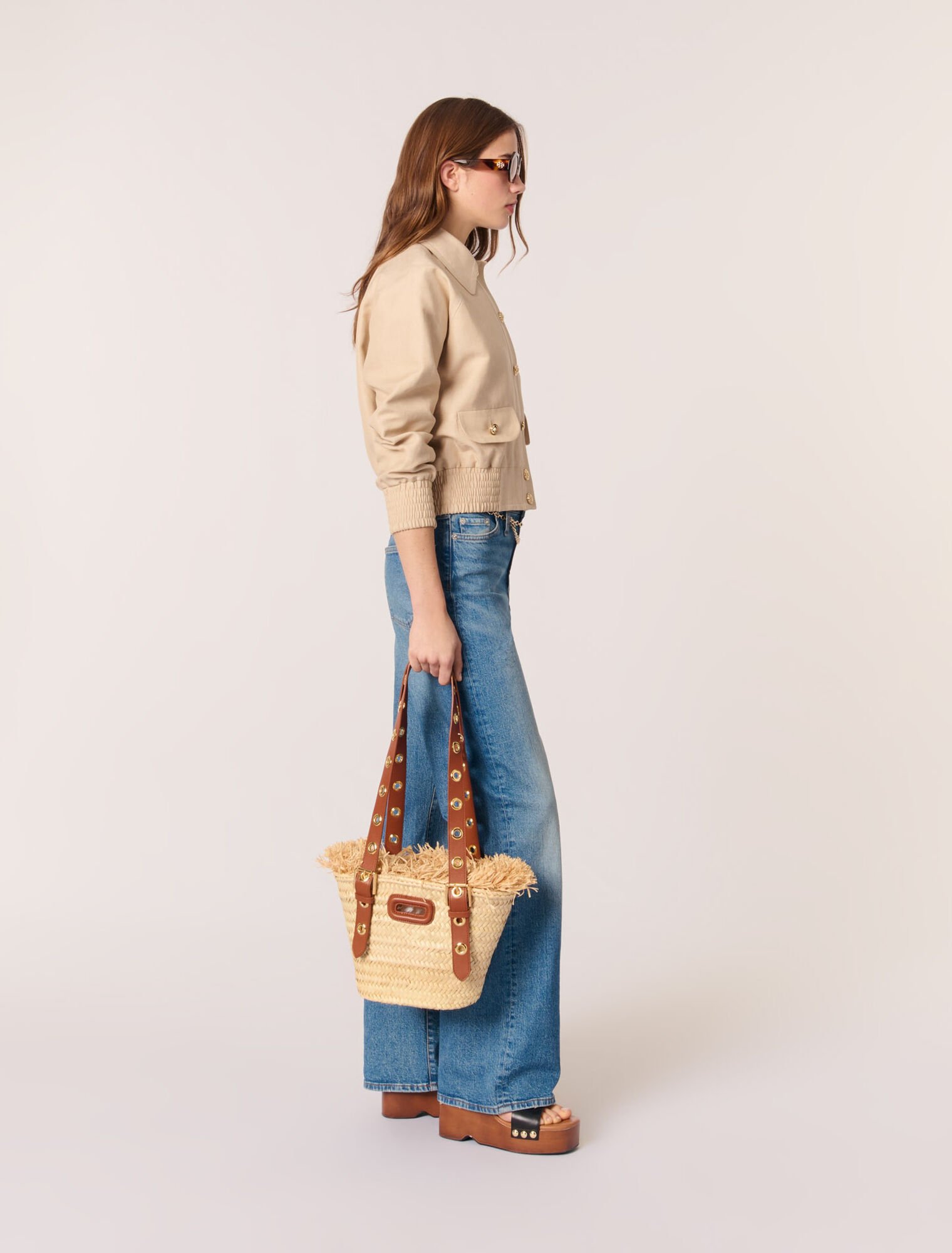 Blouson bomber en lin et coton