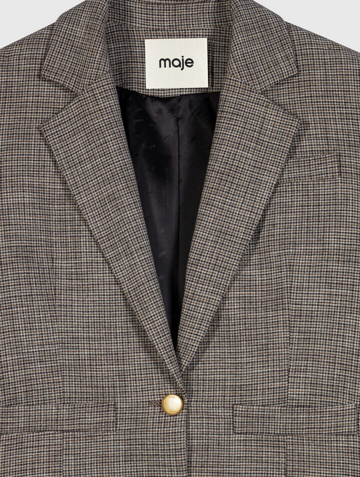 Veste de tailleur courte &agrave; carreaux