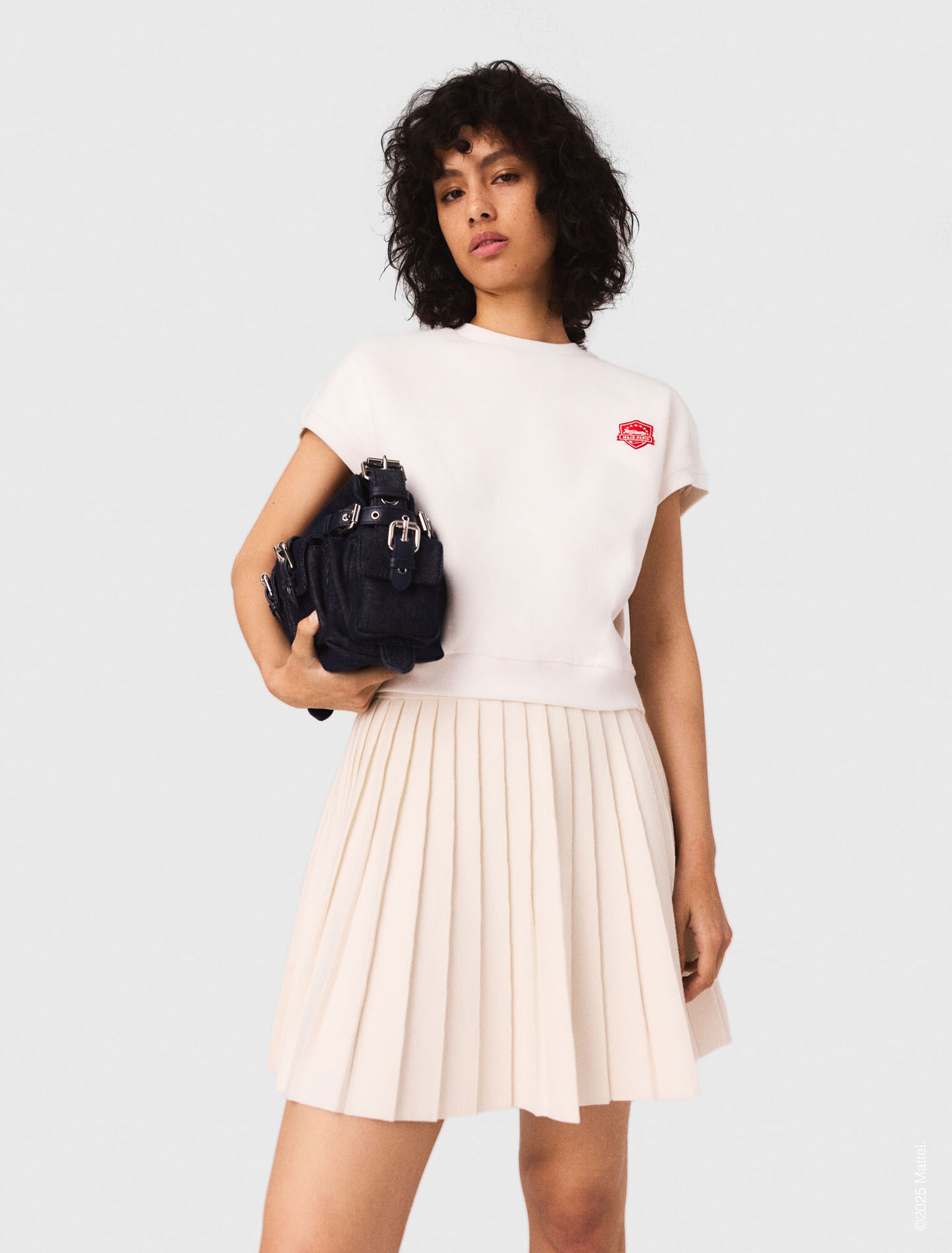 Sweatshirt crop avec logo brodé