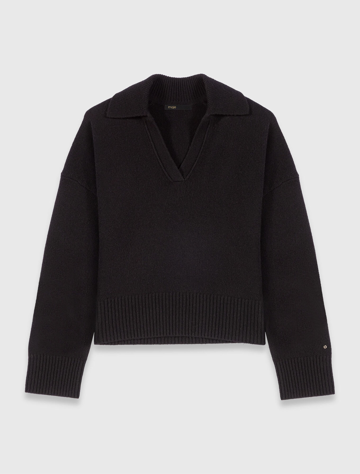 Pull à col polo ouvert