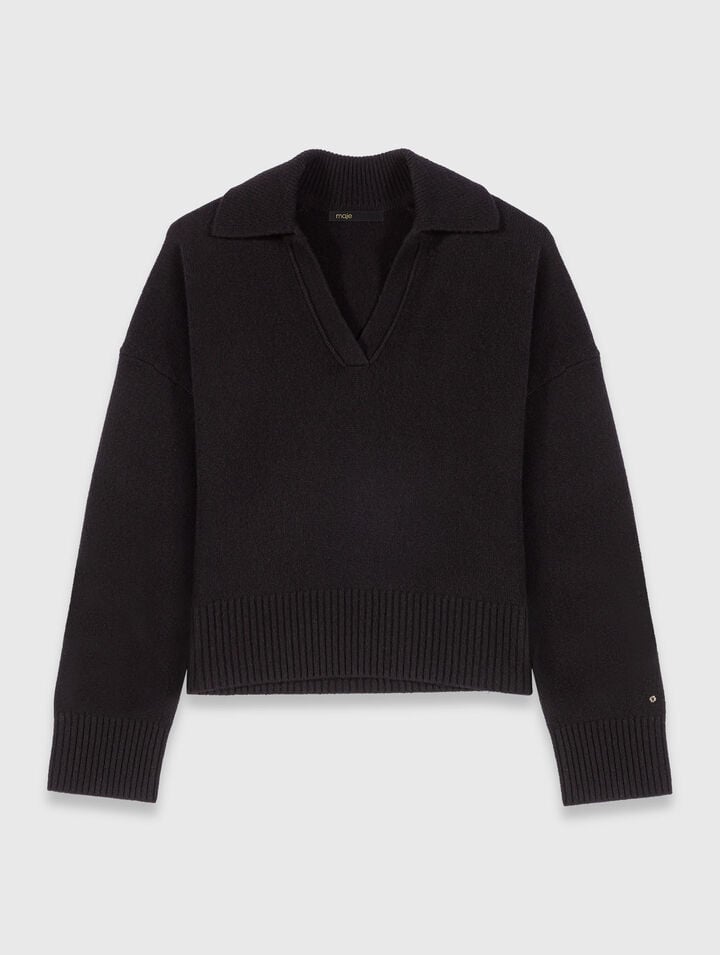 Pull à col polo ouvert