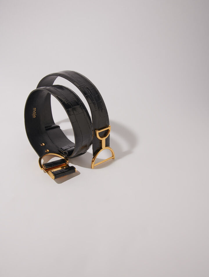 Ceinture large en cuir effet croco
