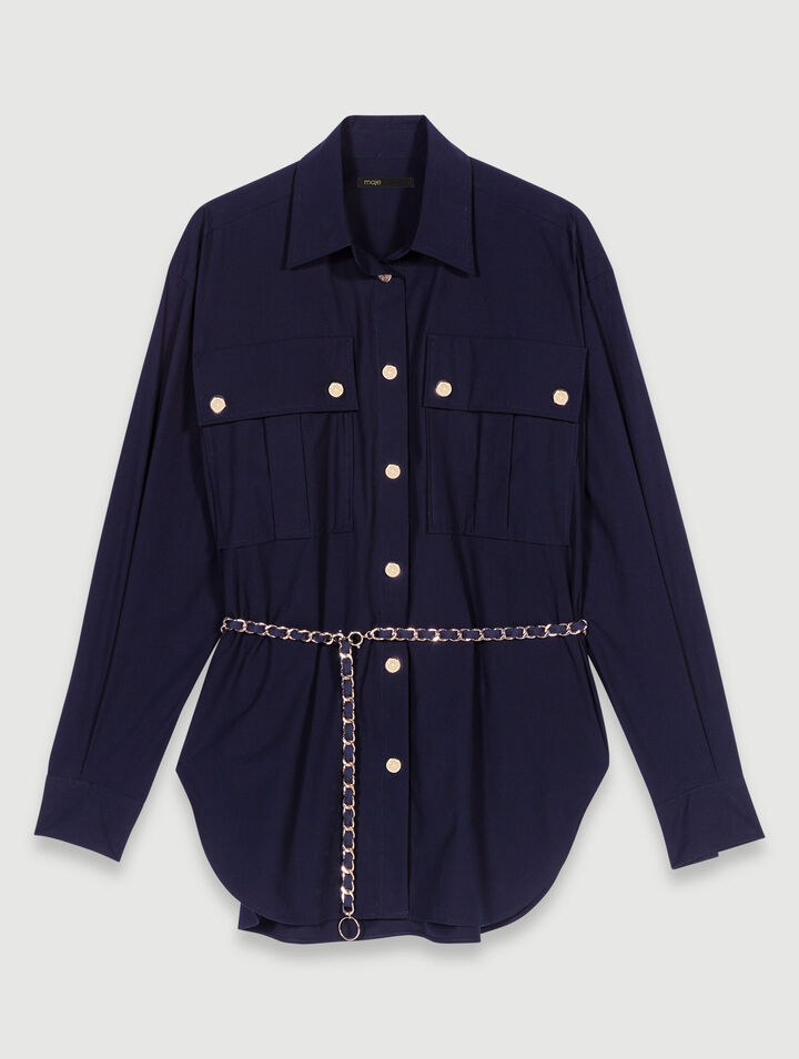 Chemise longue ceinturée 