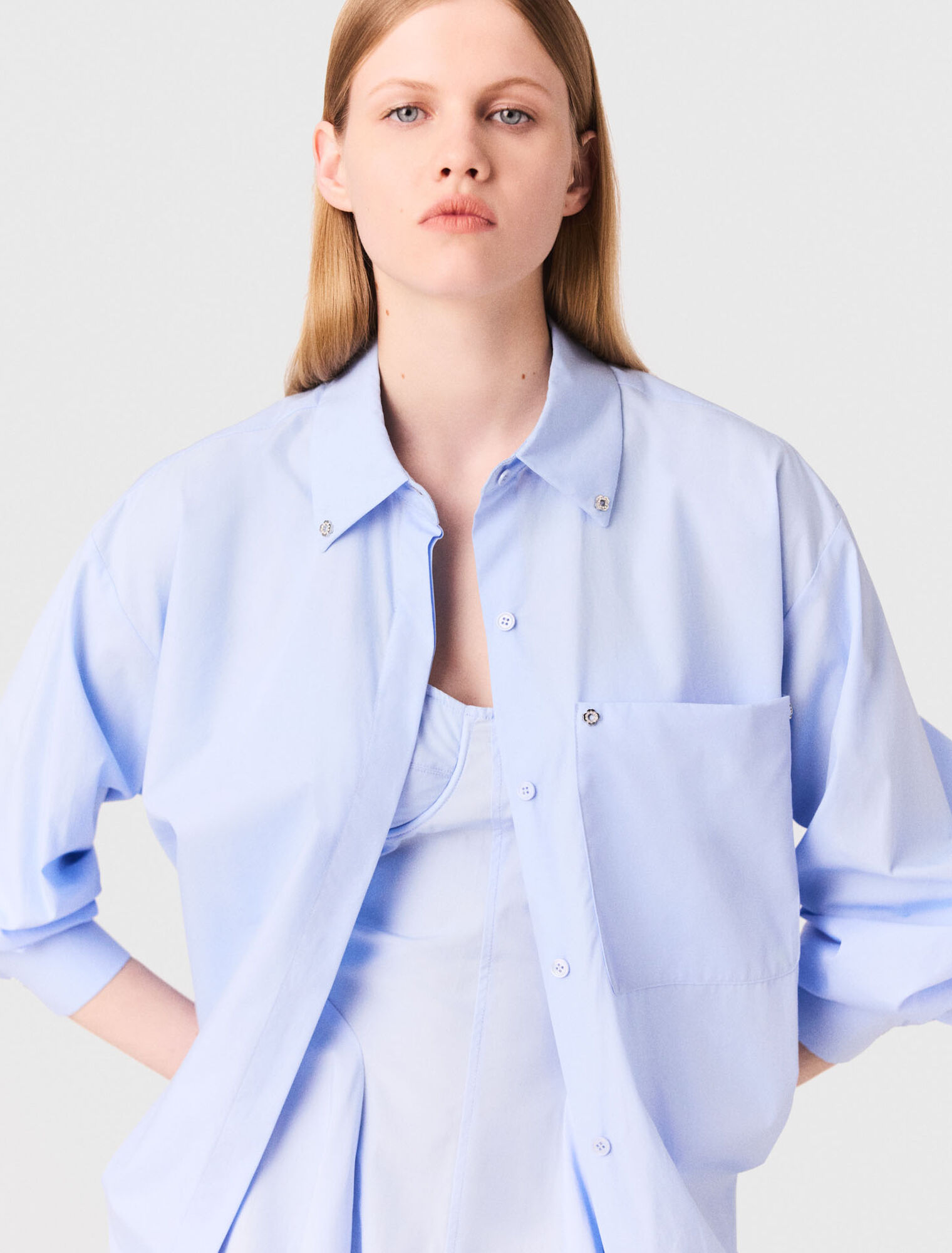 Chemise longue en popeline