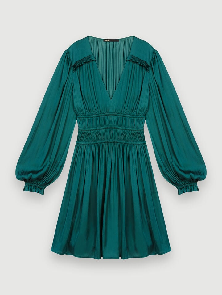 Robe Courte Satinée - Vert - Sélection Cérémonie - Maje