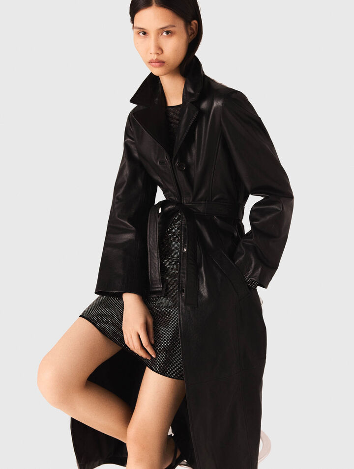 Trench long en cuir