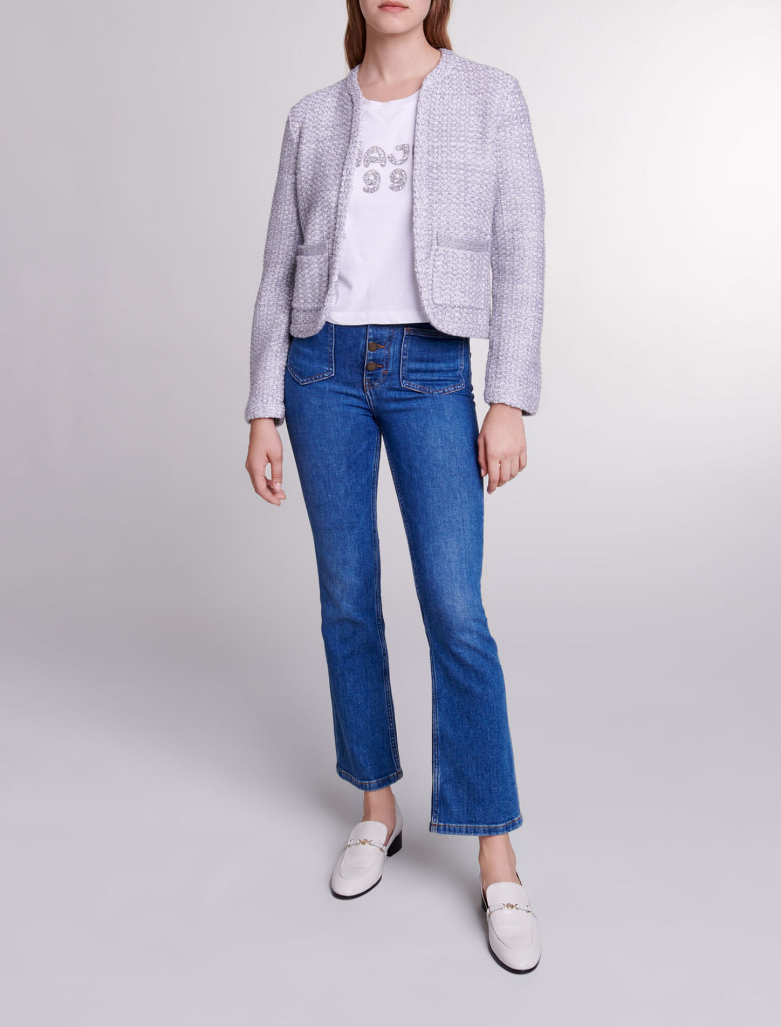 Cardigan en maille effet tweed
