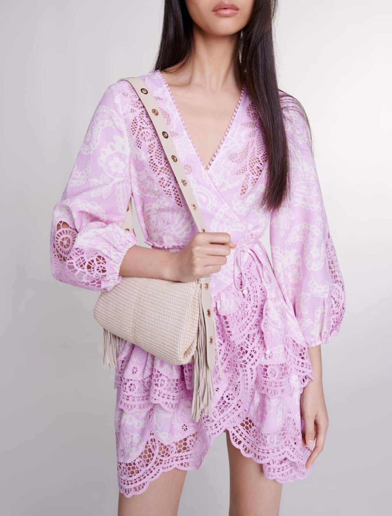 Robe portefeuille imrpim&eacute;e en lin