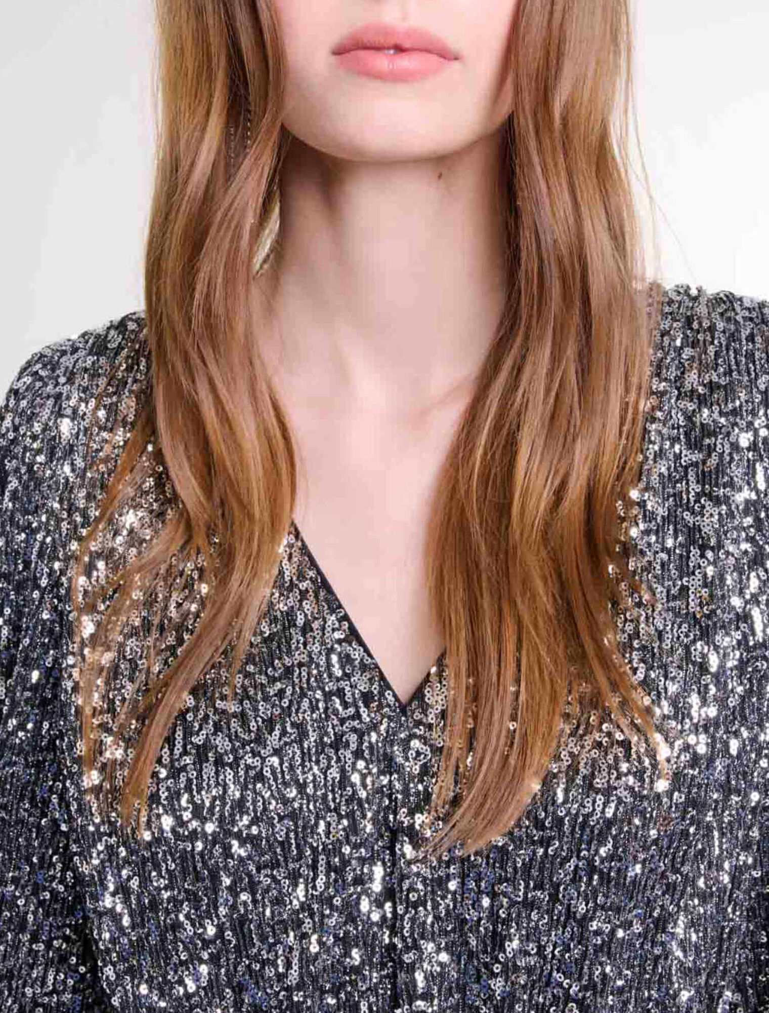 Top smock&eacute; &agrave; sequins