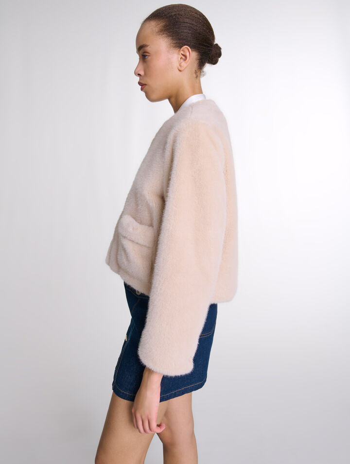 Veste courte en fausse fourrure