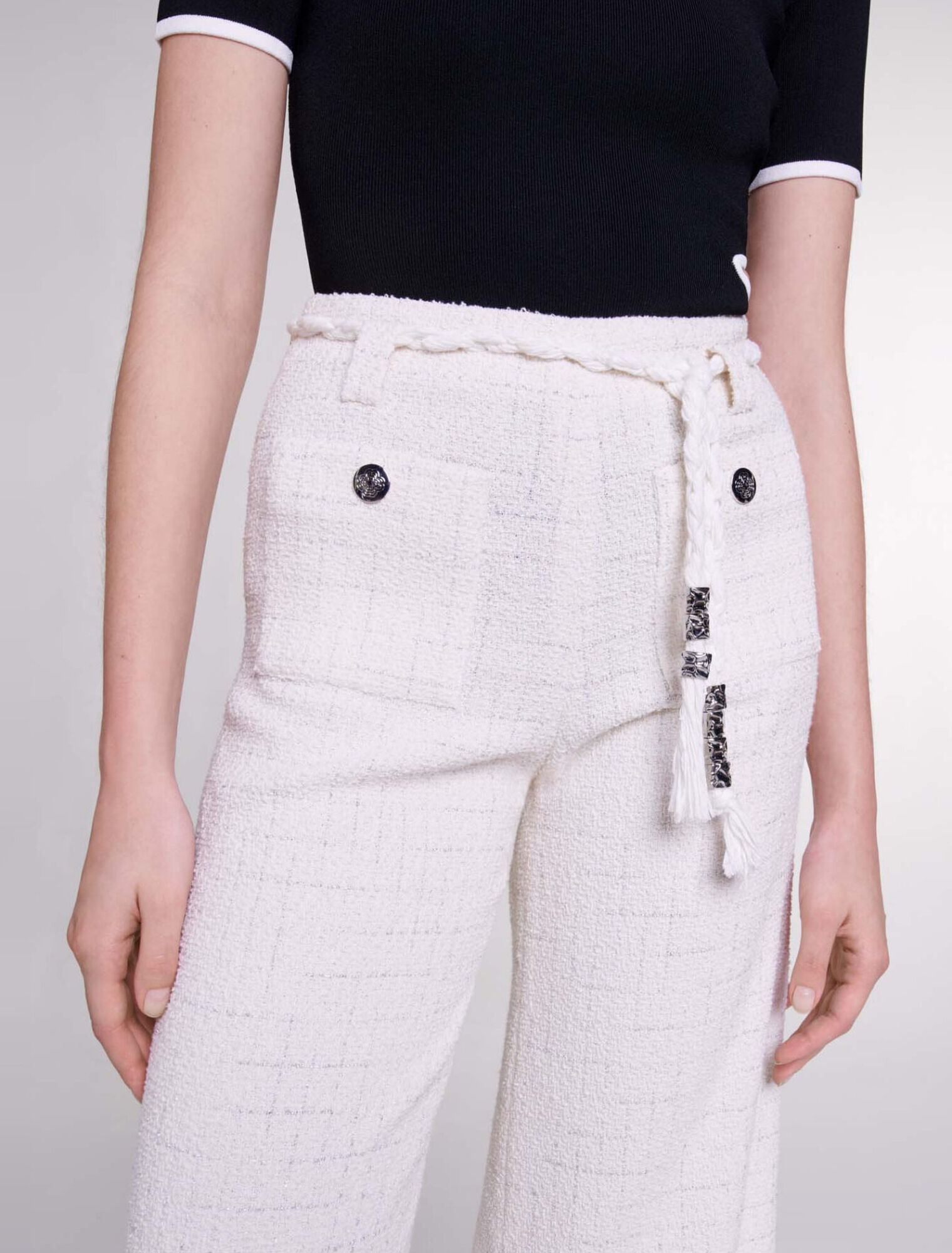 Pantalon en tweed à fils métalisés