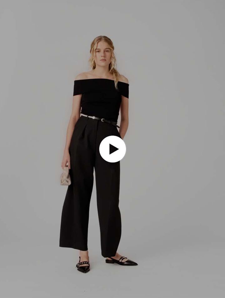 Top col bardot en maille c&ocirc;tel&eacute;e