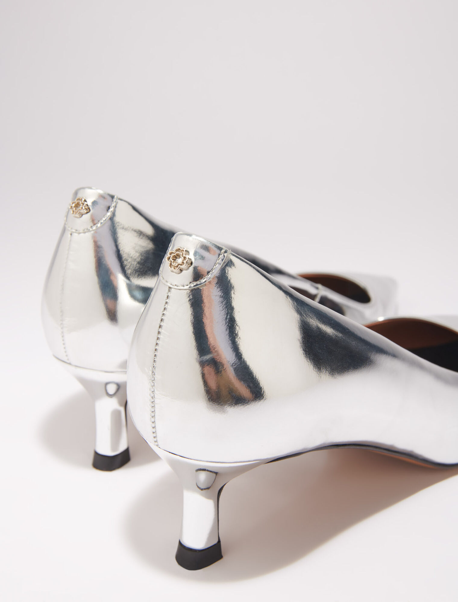 Escarpins pointus en cuir miroir