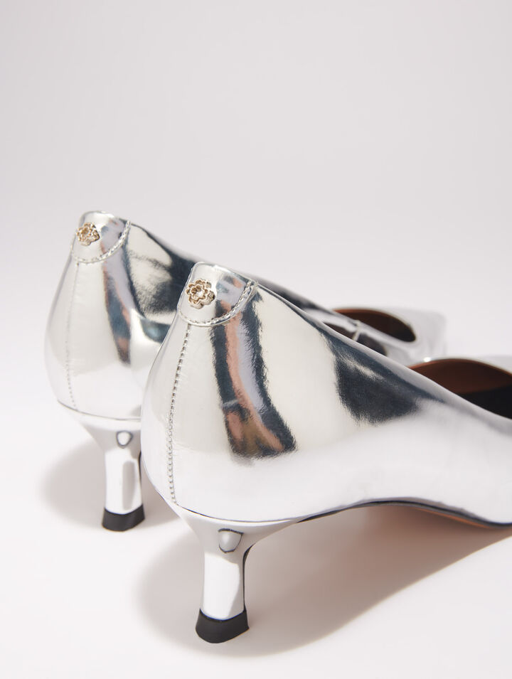 Escarpins pointus en cuir miroir
