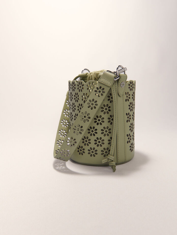 Sac seau en cuir perforé