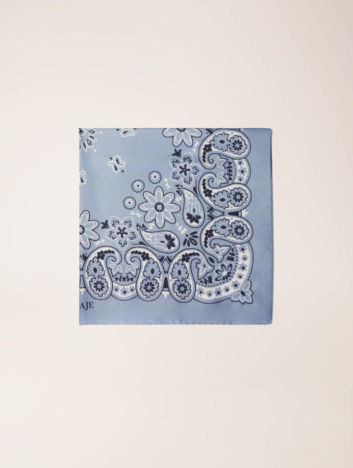 Maje Bandana Print Silk Scarf In Bleu Bandana Print
