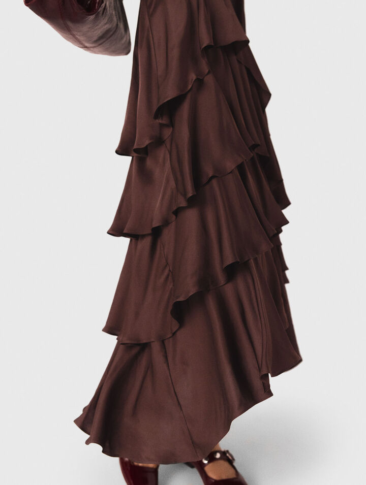 Robe longue fluide à volants