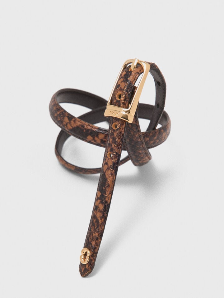 Ceinture fine en cuir emboss&eacute;