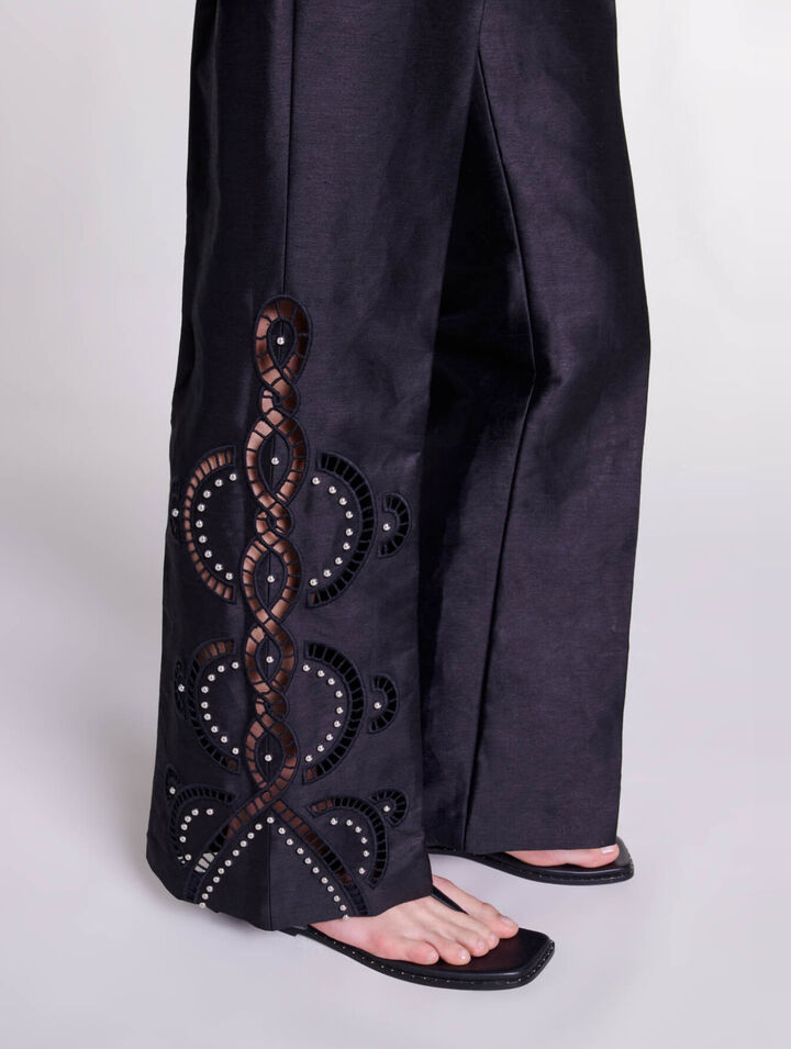Pantalon évasé ajouré