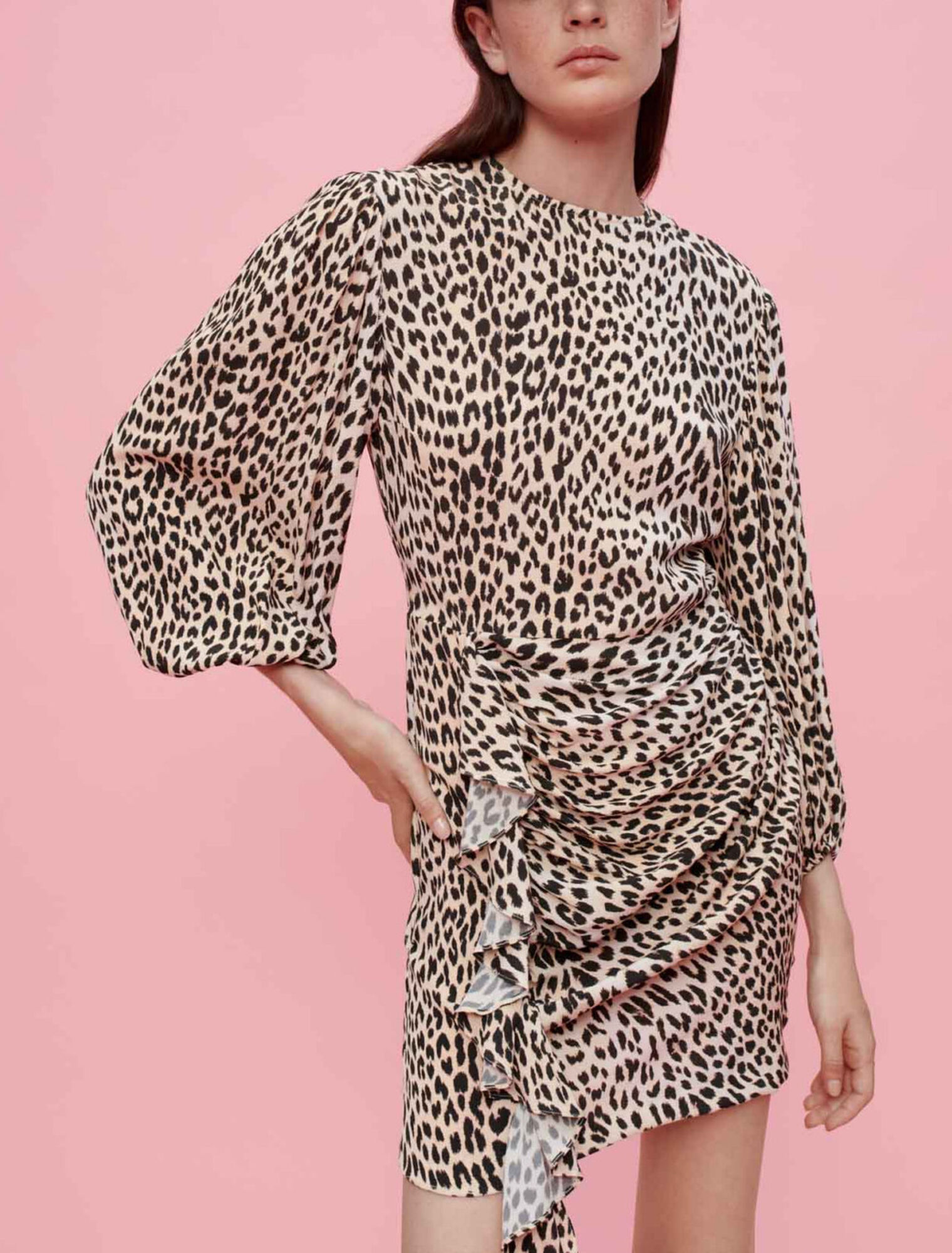 Robe en viscose imprimée léopard