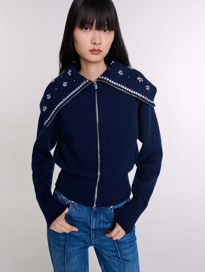 Cardigan col bijoux