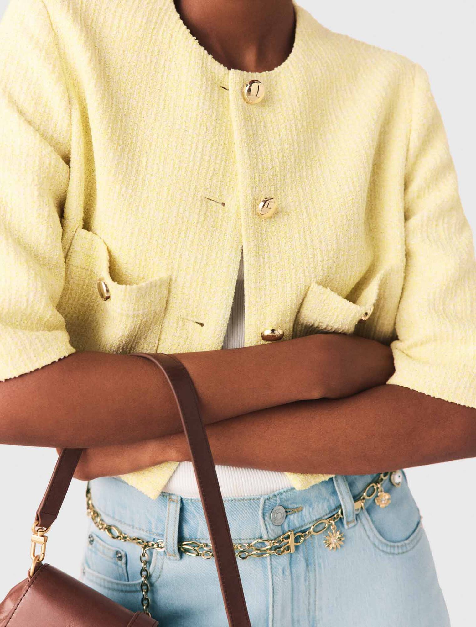 Veste manches courtes en tweed