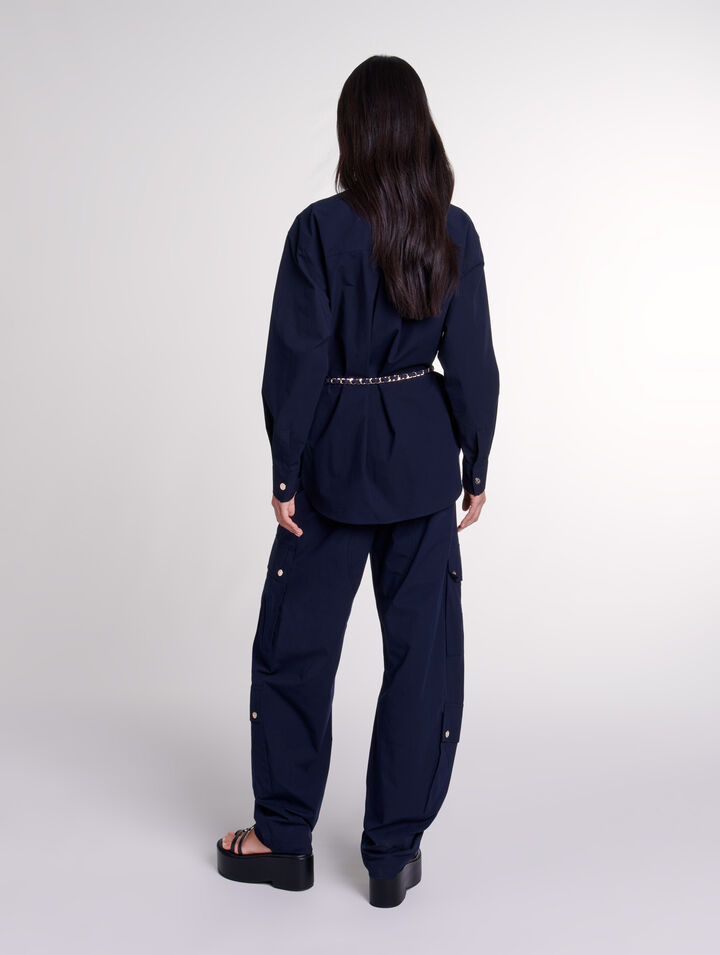 Chemise longue ceinturée 