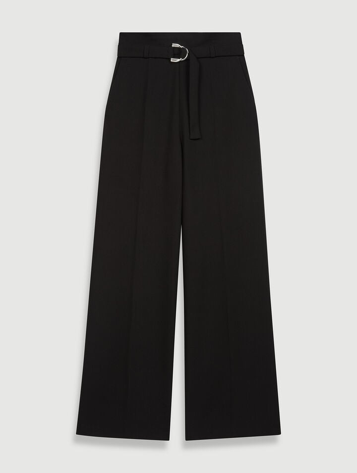 Pantalon large Avec Ceinture - Noir - Maje