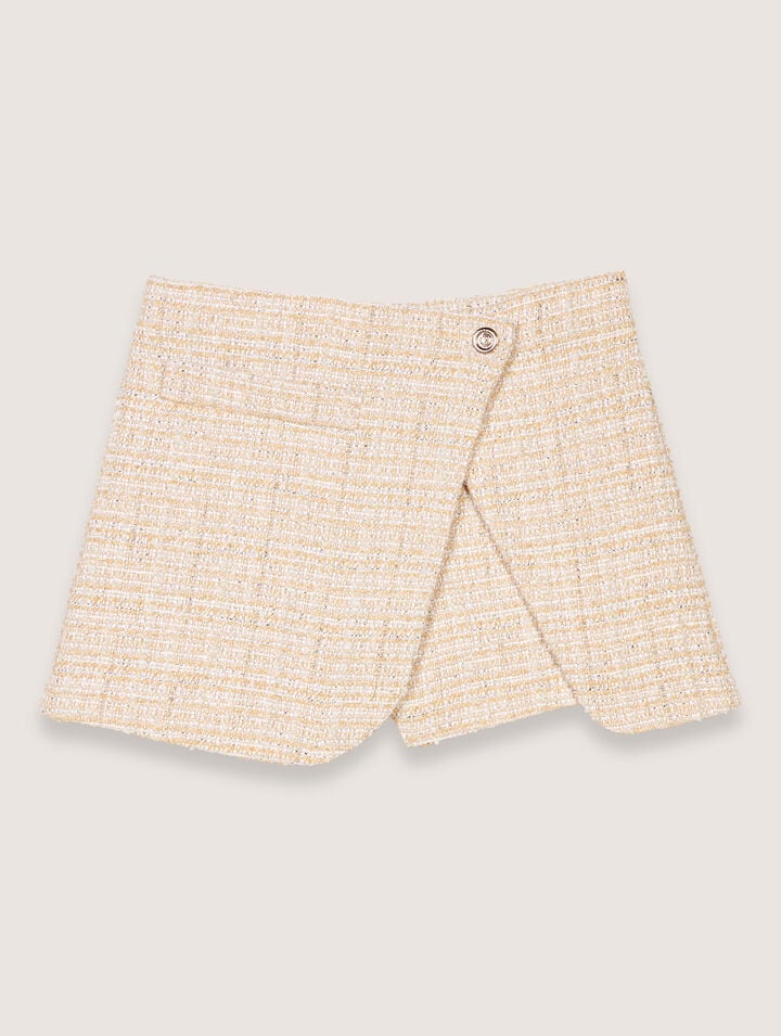 Maje Womens Metallic Tweed-textured Cropped Cotton-blend Jacket Beige In Beige