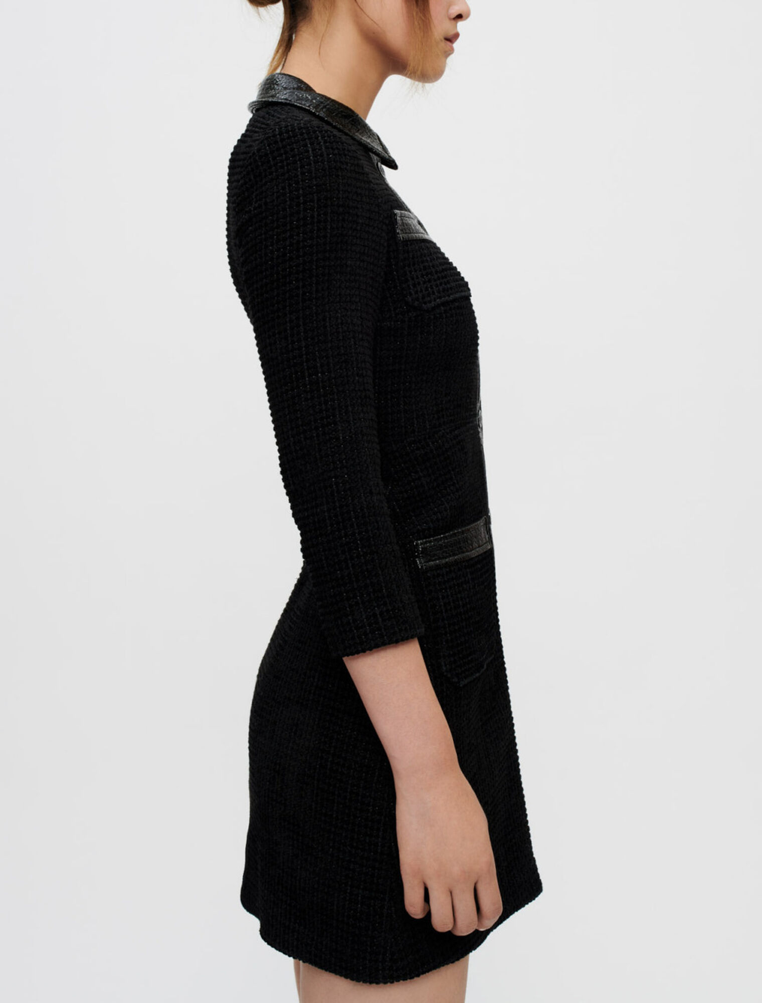Robe en tweed velours et vinyle