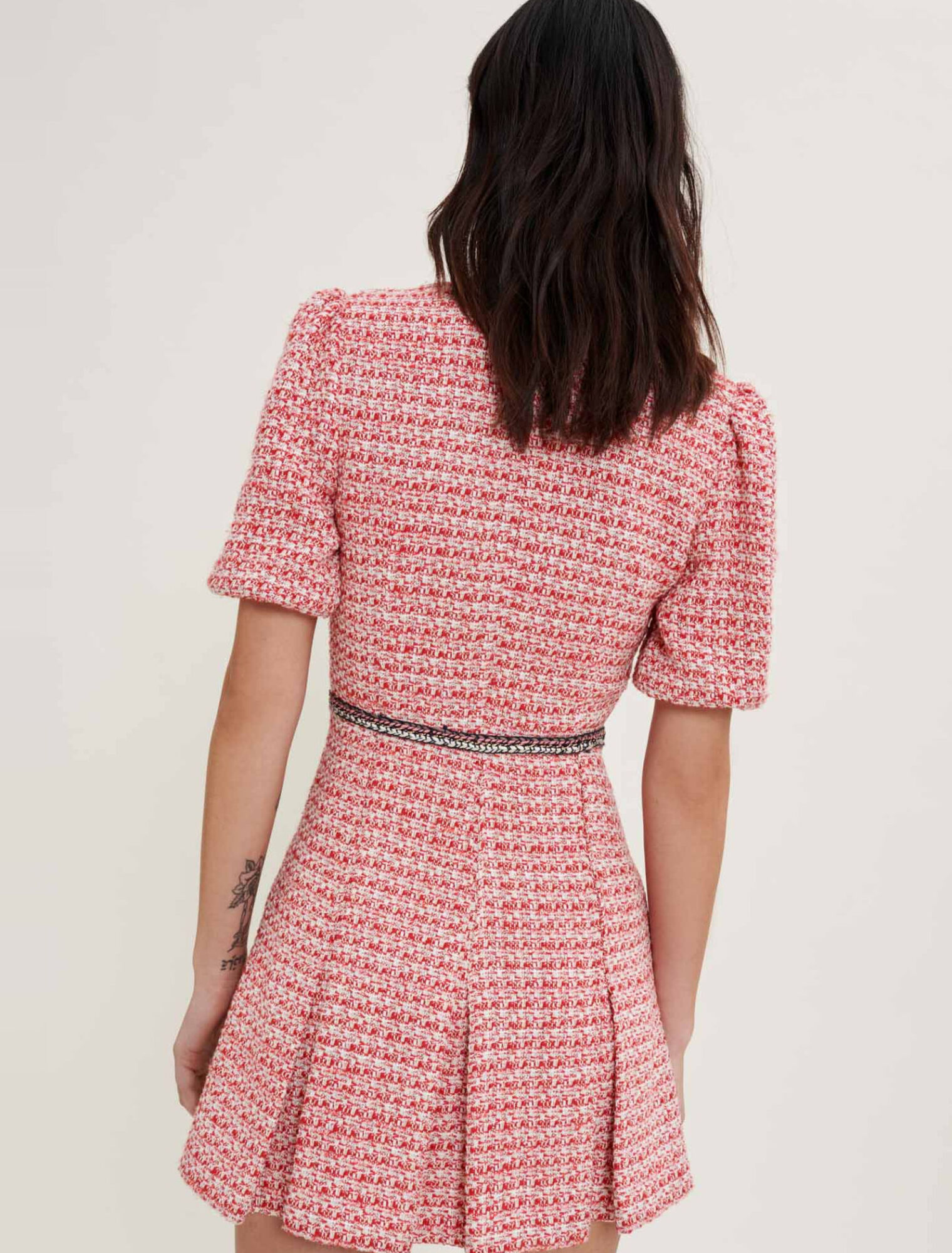 Robe en tweed à galons ethniques
