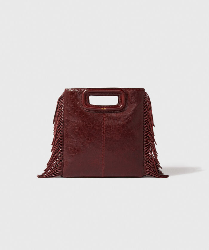 Sac M En Cuir Craquelé - Rouge - Maje