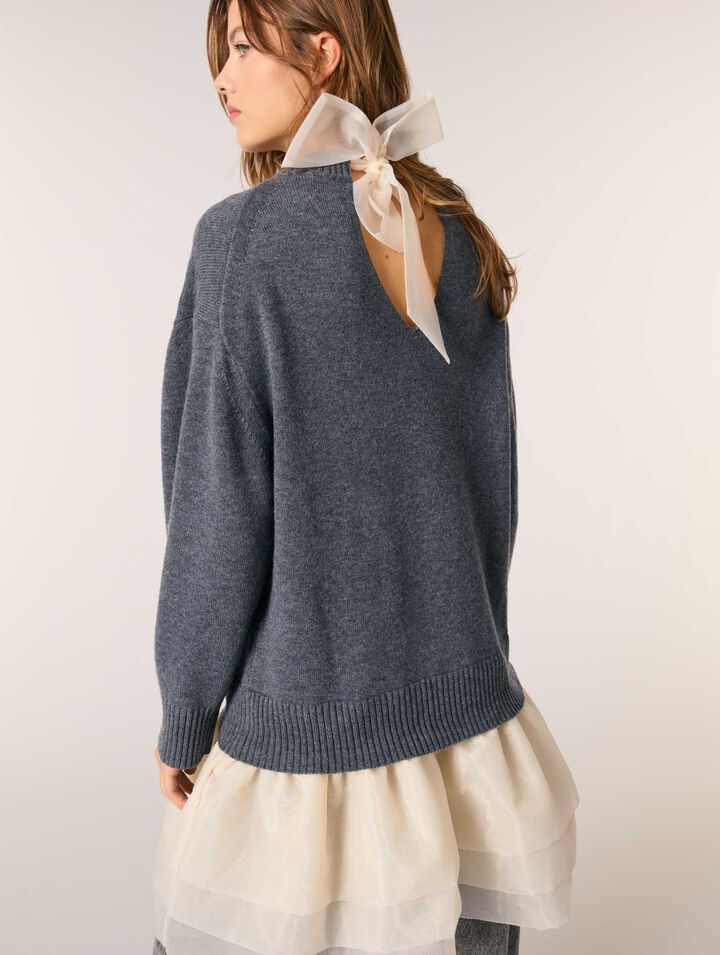 Robe bi-matière laine et organza