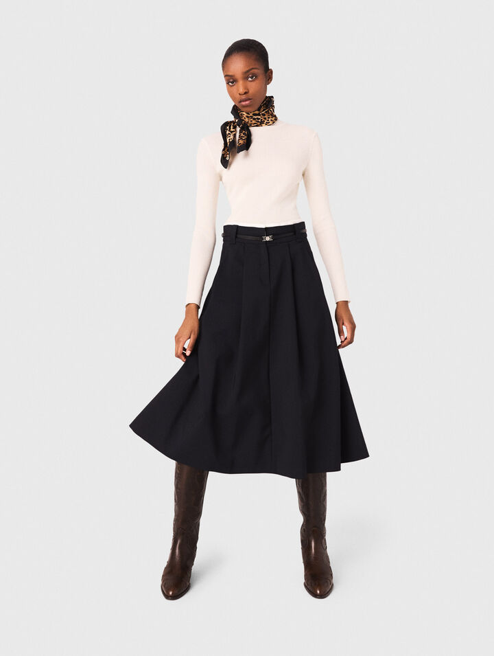 Jupe longue en coton avec ceinture