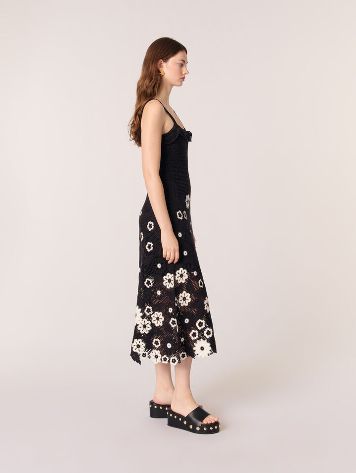 Robe longue en crochet floral