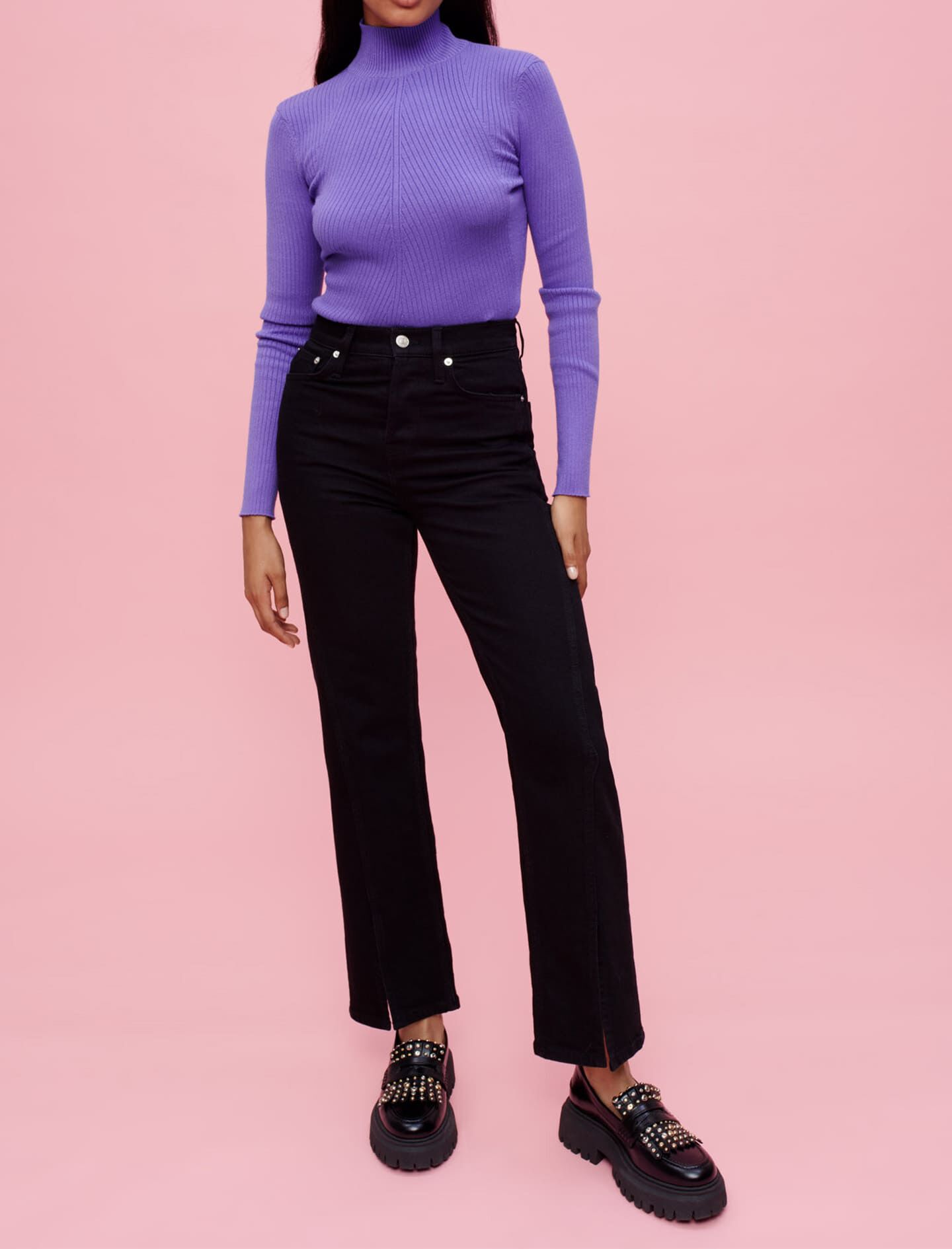 Jean taille haute fendu outlet