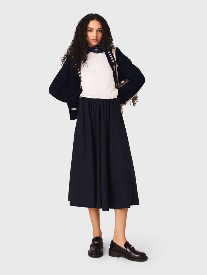 Jupe tailleur mi-longue &agrave; rayures