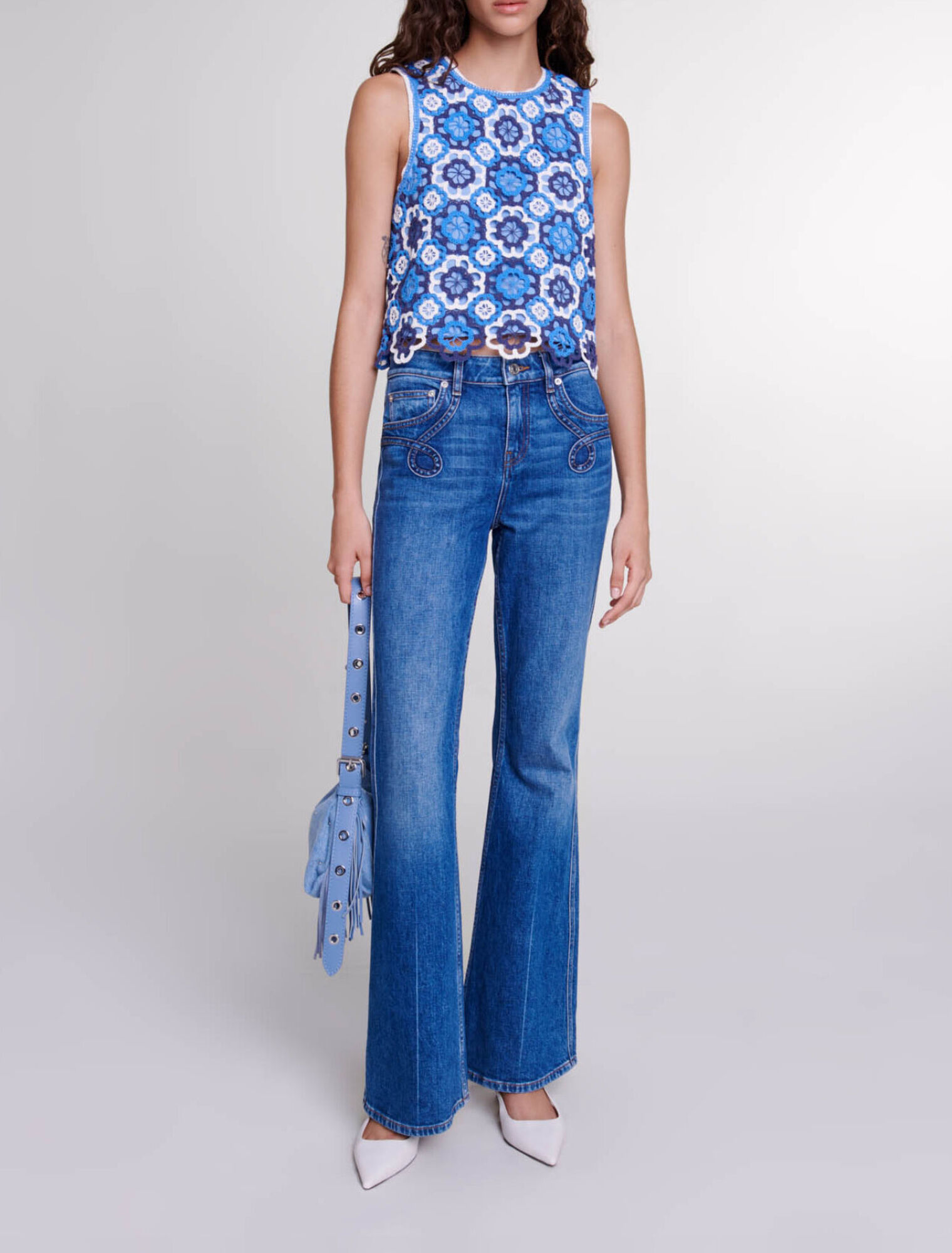 Top tricolore en crochet