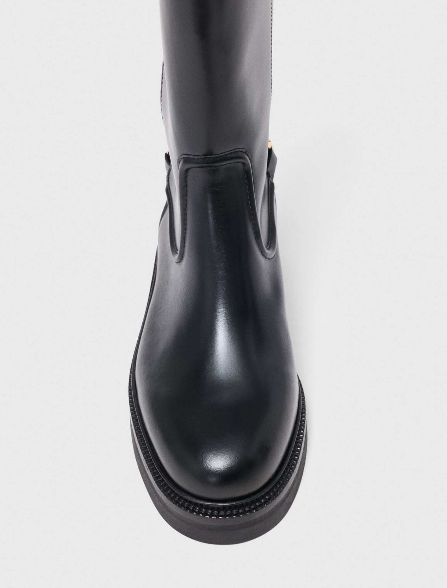 Bottes plates en cuir d&eacute;tail chaine