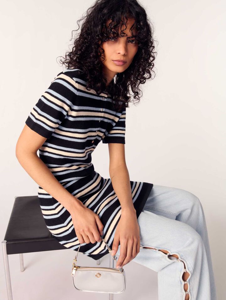 Robe polo en maille à rayures