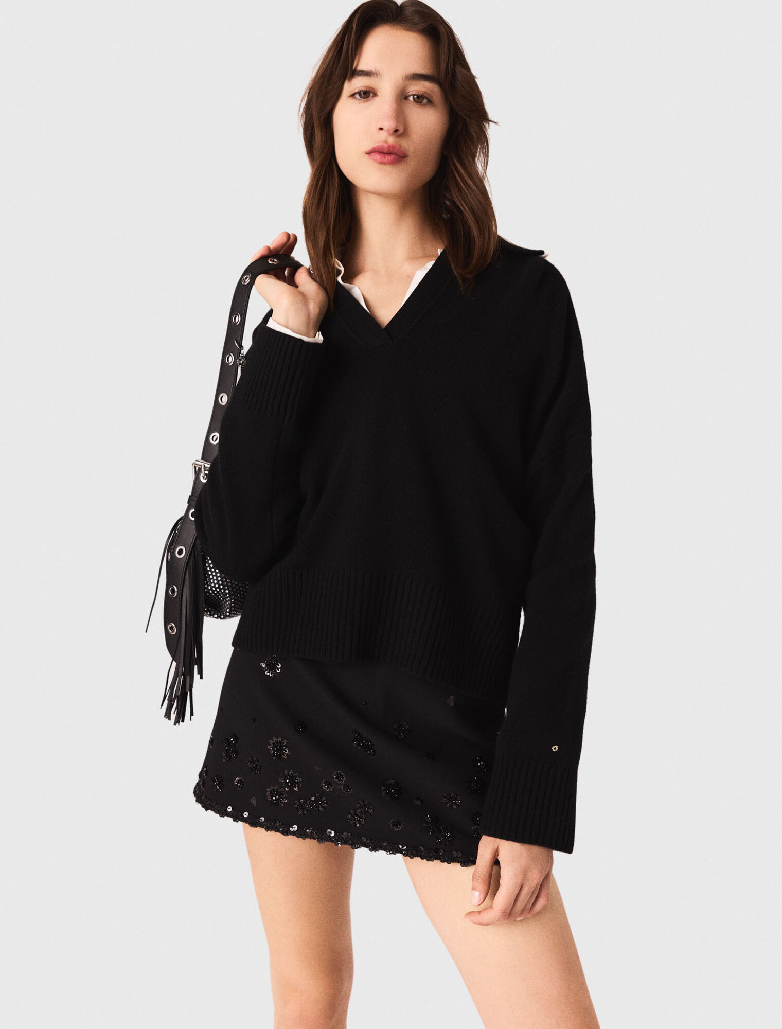 Pull à col polo ouvert