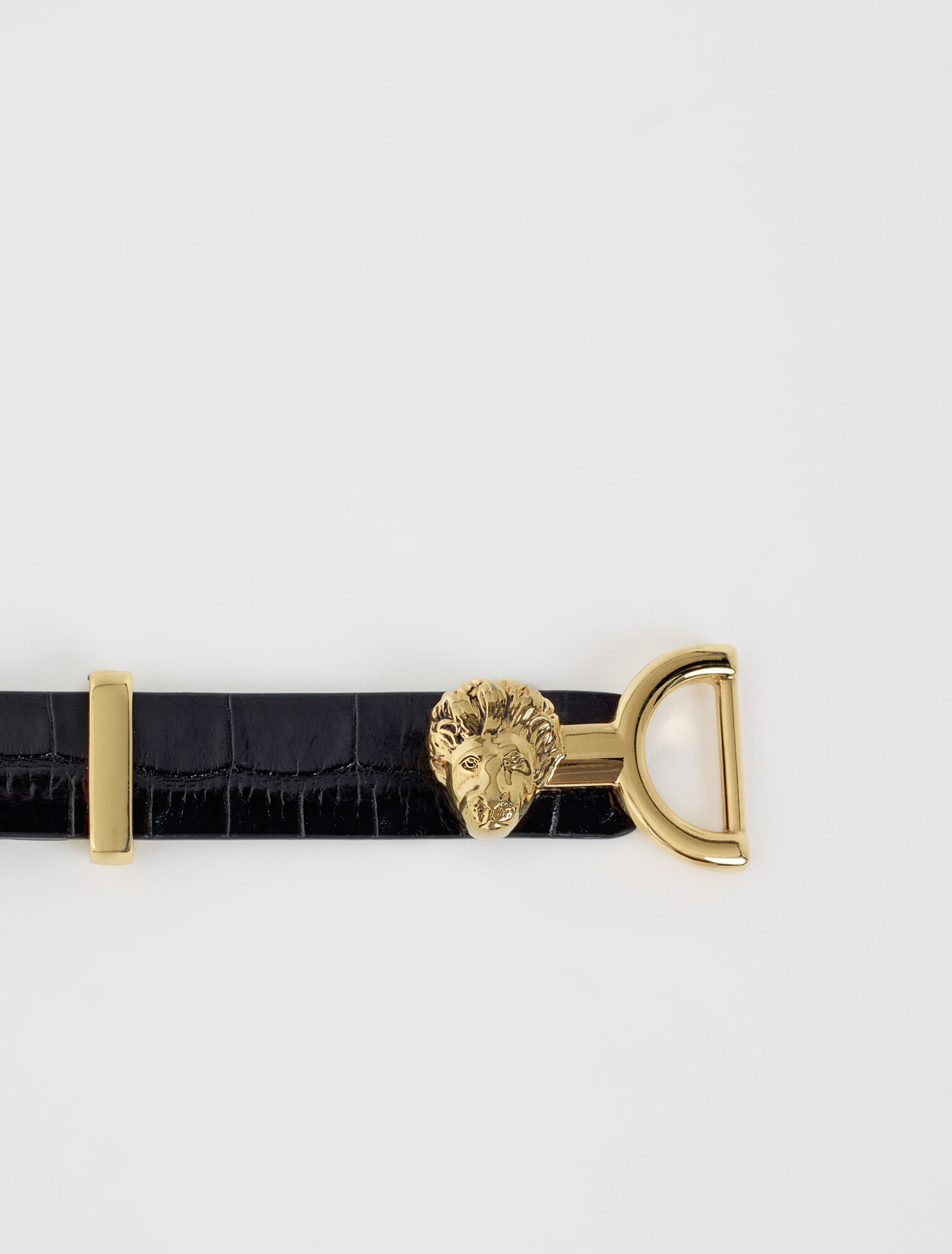 Ceinture fine en cuir à mors lion