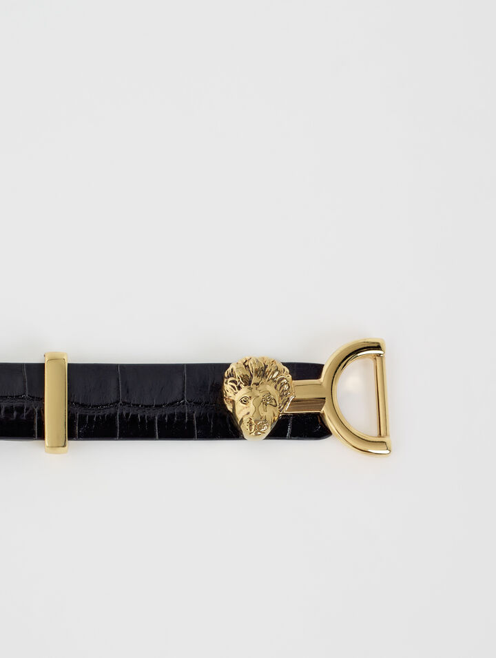 Ceinture fine en cuir à mors lion