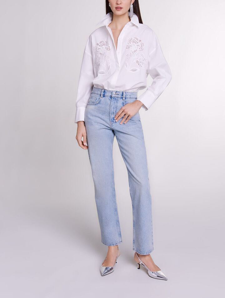 Jean droit avec ceinture bijou