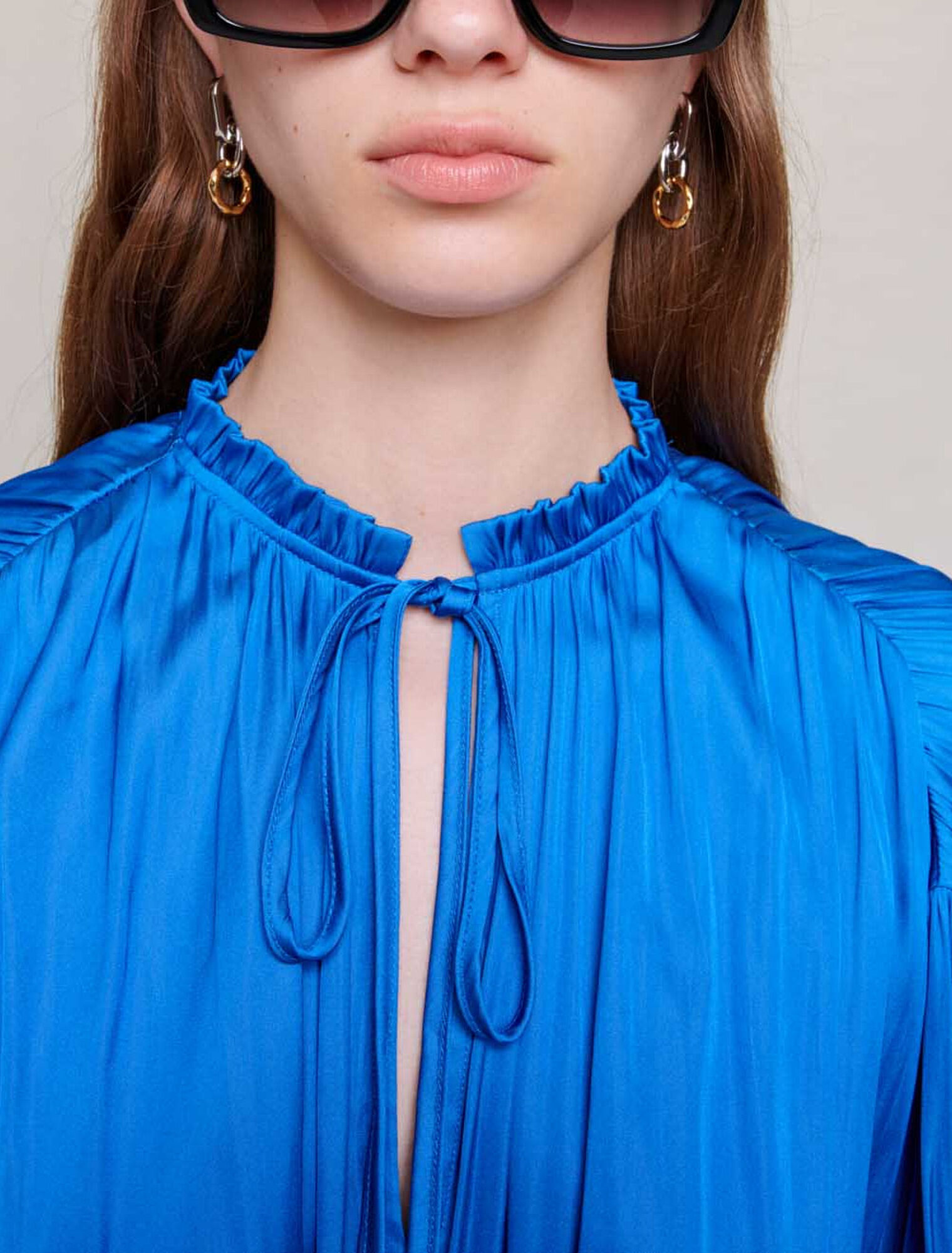 Robe smockée bleue